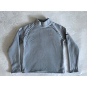 Women's Ariat Light Gray Blue Fleece Mock Neck Long Sleeve Pullover Top Size M